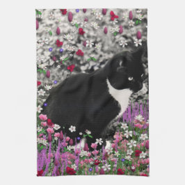 Fräknar i blommor II - smokingkattunge Kökshandduk