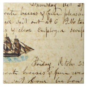 Frakt 1841 för Nantucket Whaling Kakelplatta
