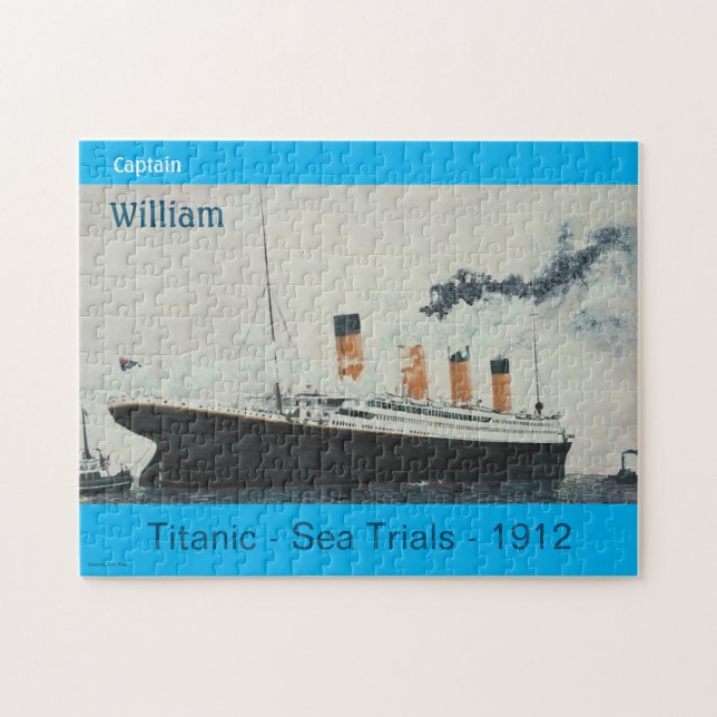 Frakt av den vita Vintagen med Titanic Blue Star W Pussel (Horisontell)