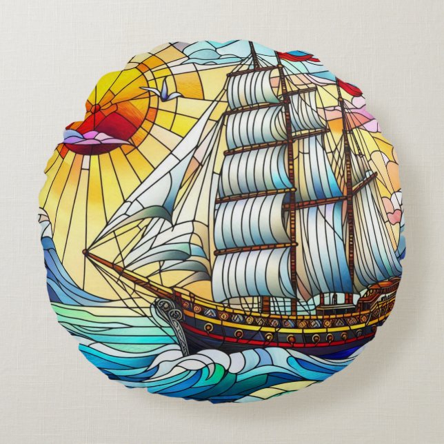 Frakt av glassegling rund kudde (Framsidan)