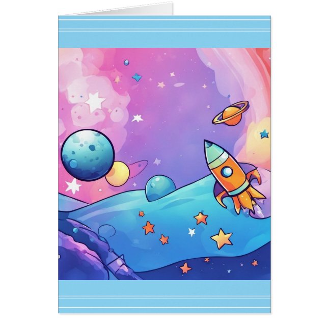 Frakt av hälsningskort för trendig Rocket (Framsidan)