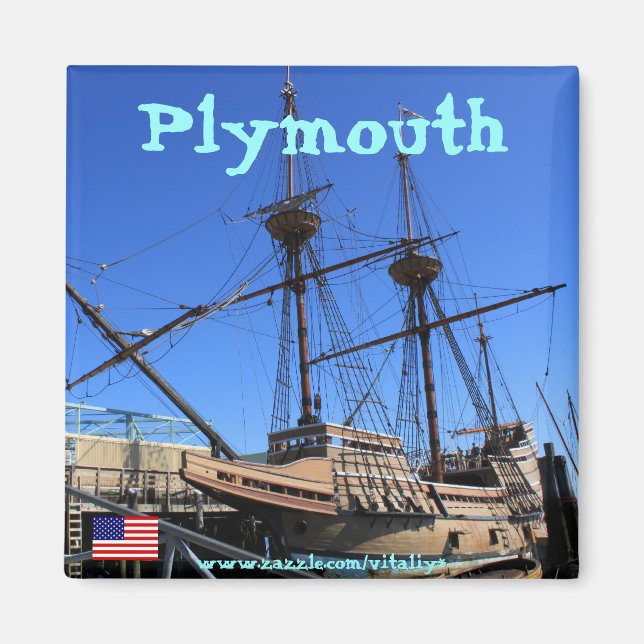 Frakt av Mayblommor i Plymouth magnet (Framsidan)