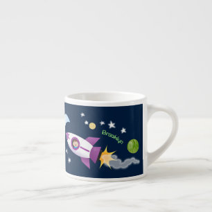Frakt av rutnätsraket i illustration av tecknaden espressomugg
