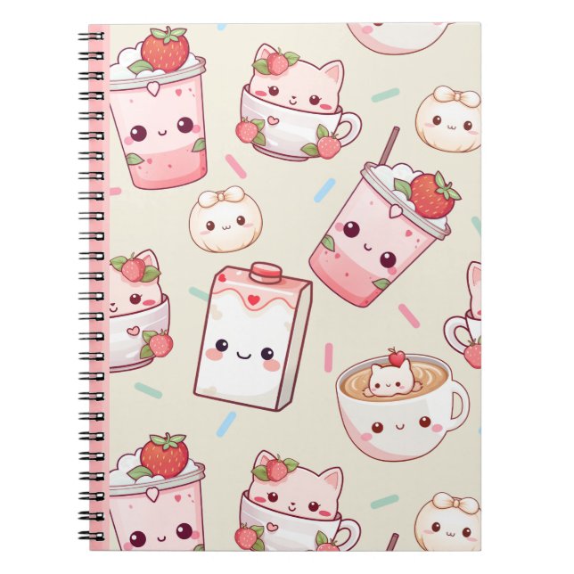 Frakt bröts: Kawaii Cat Coffee Notebook Anteckningsbok (Framsidan)