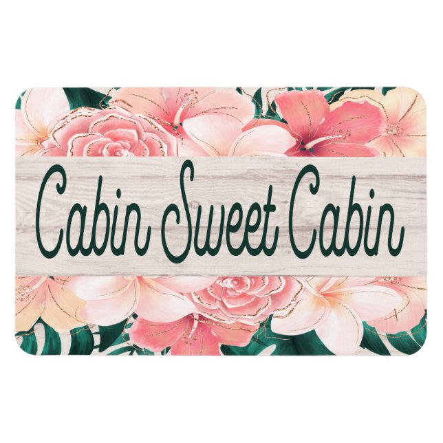 Frakt Cabin Door Flowers Rustic Wood Magnet (Horisontell)