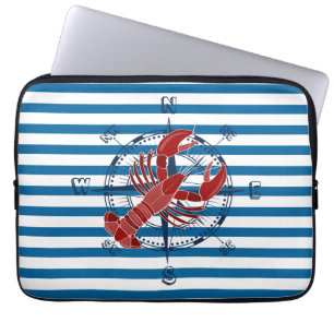 Frakt Compass and Lobster Blue and White Rand Laptop Fodral