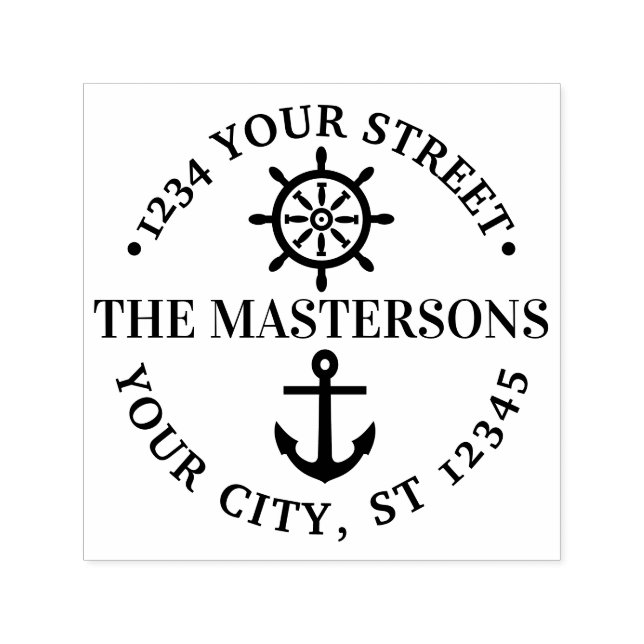 Frakt för ankarhjul Rund Namn-Returadress Självfärgande Stämpel (Design)