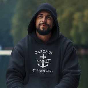 Frakt för sjöblå kapten Boat Nautical Anchor Hoodie