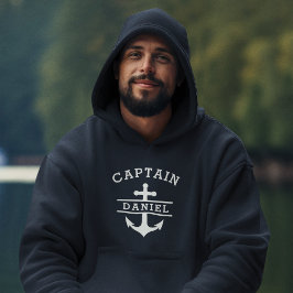 Frakt för sjöblå kapten Boat Nautical Anchor Hoodie