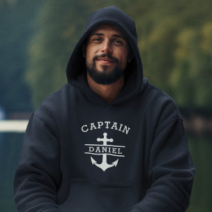 Frakt för sjöblå kapten Boat Nautical Anchor Hoodie