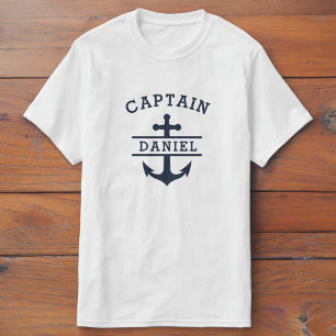Frakt för sjöblå kapten Boat Nautical Anchor T Shirt