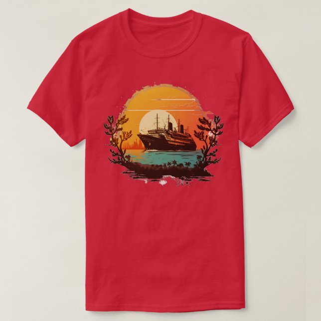 Frakt framför vintagens solnedgång t shirt (Design framsida)