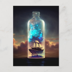 Frakt i Flaska Fantasy Pirat Age of Sail Art Vykort