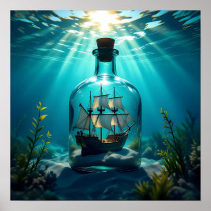 Frakt i Flaska i oceanen Poster