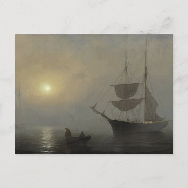 Frakt i Fog, Gloucester Harbor av Fitz Henry Lane Vykort (Framsida)