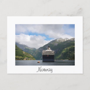 Frakt i Geirangerfjords vita vykort