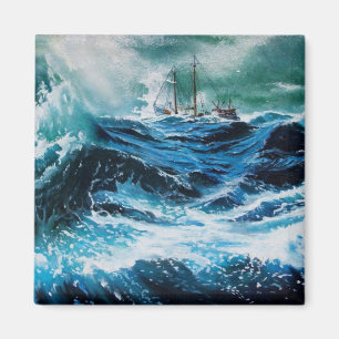Frakt i havet i storm magnet