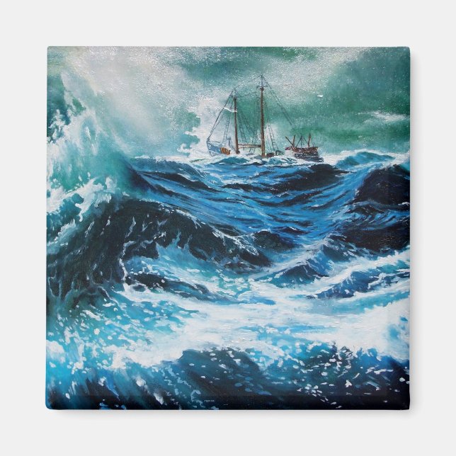 Frakt i havet i stormen magnet (Framsidan)