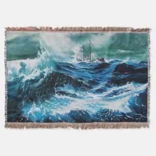 Frakt i havet i stormen, Nautical, Navy Blue Filt