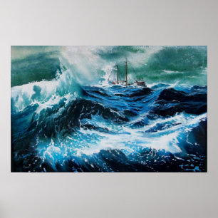 Frakt i havet i stormen poster
