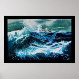 Frakt i havet i stormen poster