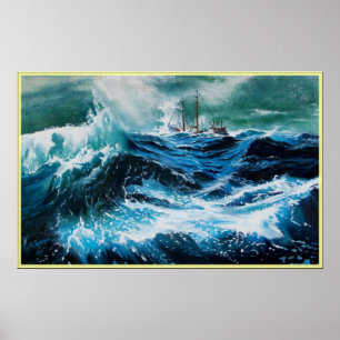Frakt i havet i stormen poster