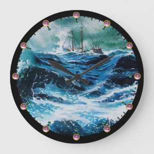 Frakt i havet i stormen stor klocka