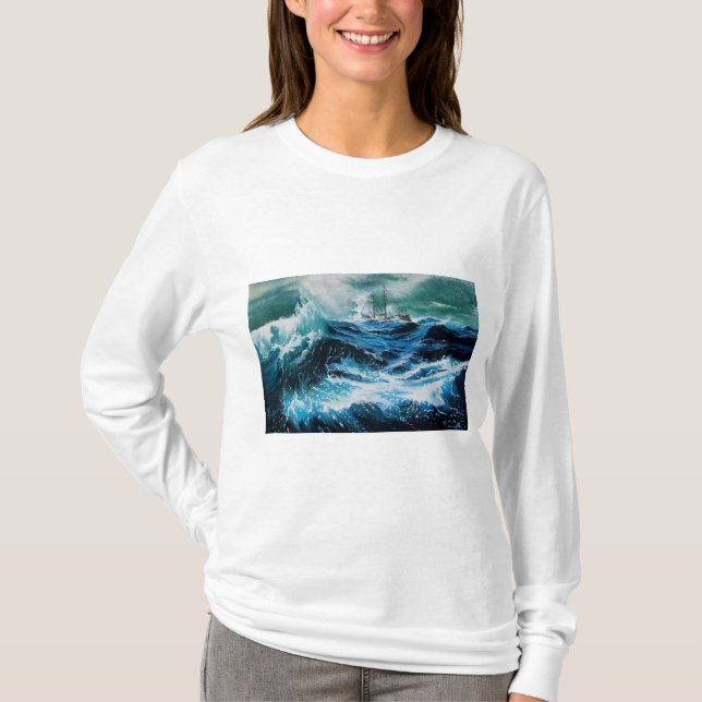 Frakt i havet i stormen t-shirt (Framsida)