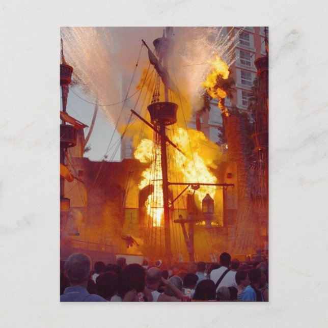 Frakt i pirat vid Treasure Island i Vegas Vykort (Framsida)