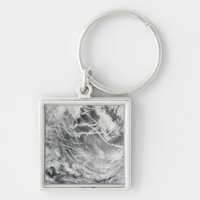 Frakt i Stillahavsområdet Fyrkantig Silverfärgad Nyckelring (Framsidan)