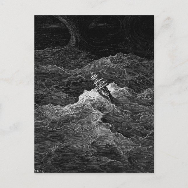 Frakt i stormiga hav vykort (Framsida)