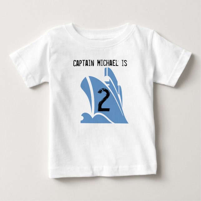 Frakt Kapten Anpassade 2:a födelsedag Tshirt Tee Shirt (Framsida)