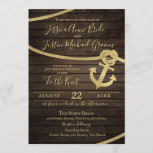 Frakt Lap Anchor och Rope Nautical Tie the Knot Inbjudningar