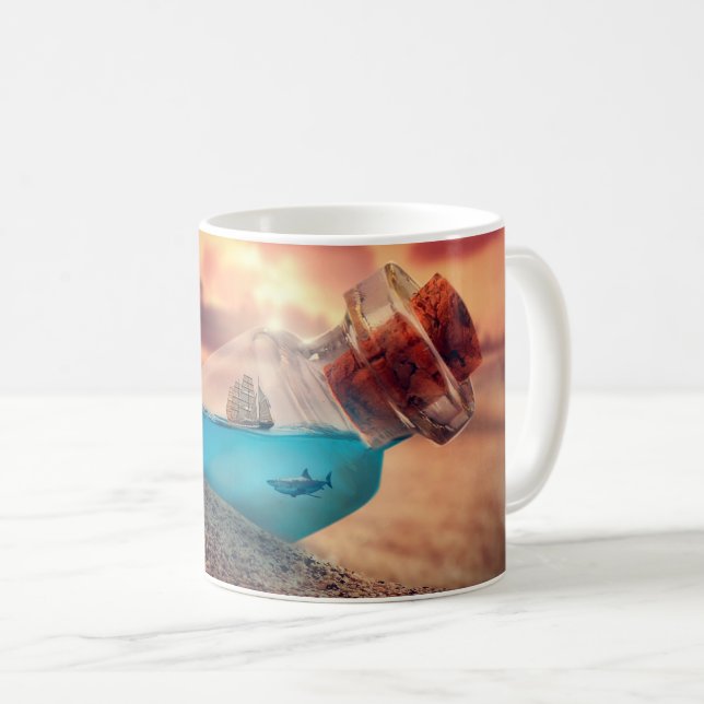 Frakt och haj i flaska kaffemugg (Framsida höger)