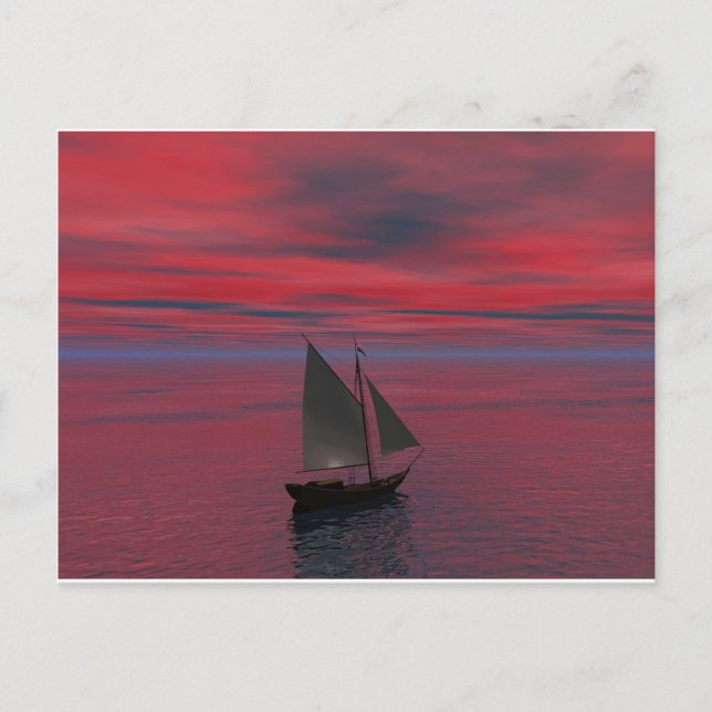 Frakt och solnedgång vykort (Framsida)