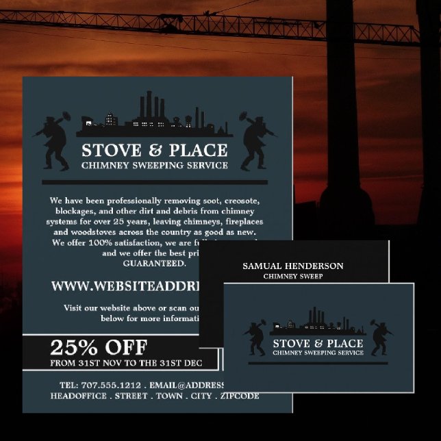 Frakt och svepteknik, Skorsten svepning Reklamblad (Skapare uppladdad)