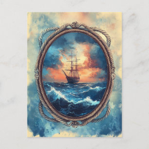 Frakt om Stormy Sea Rope Gräns Art Vykort