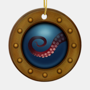 Frakt Porthole Deep Sea Creator Steampunk Vintage Julgransprydnad Keramik