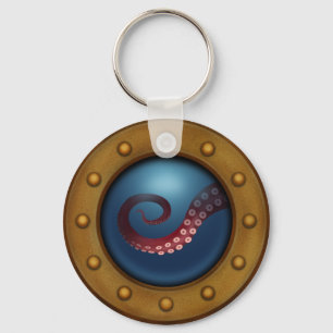 Frakt Porthole Deep Sea Explorer Octopus Steampunk Nyckelring