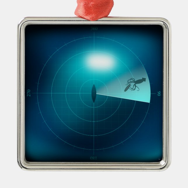 Frakt Sonar Detection Kraken Sea Monster Nautical Julgransprydnad Metall (Framsidan)