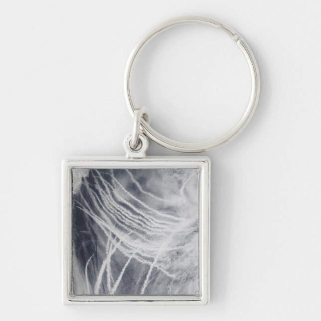 Frakt spårar i norra Stilla havet Fyrkantig Silverfärgad Nyckelring (Framsidan)