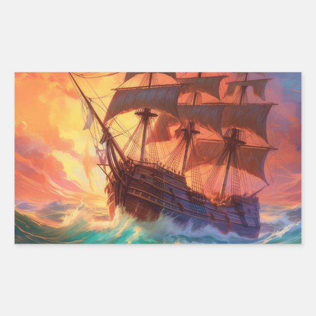 Frakt vid stormsjön rektangulärt klistermärke (Framsida)