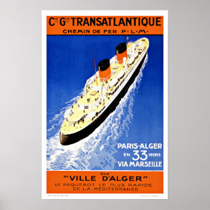 Frakt Ville D'Alger Vintage resor Poster