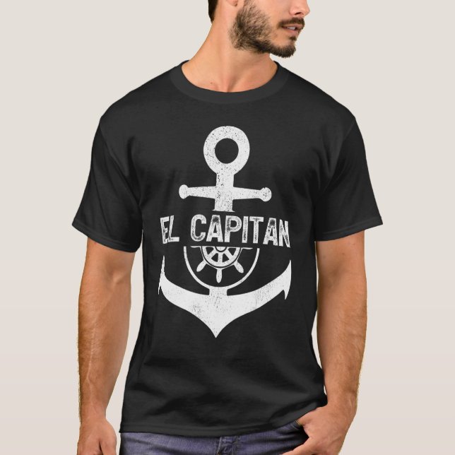 Frakt Wheel Anchor El Capitan Boating Boat Kapten T Shirt (Framsida)