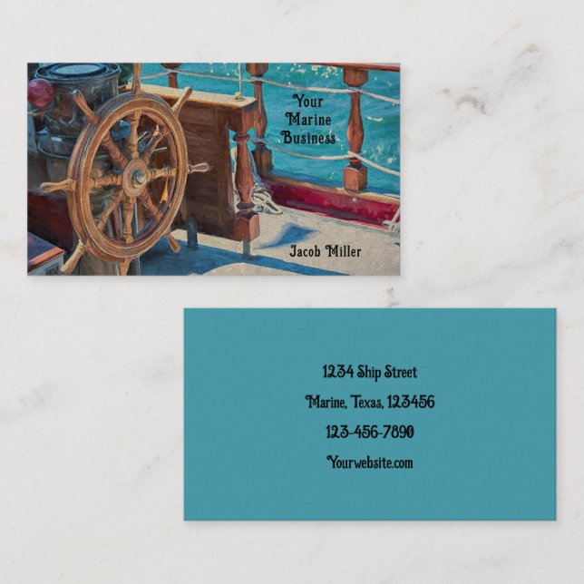 Frakt Wheel Blue Nautical Visitkort (Fram/baksida)