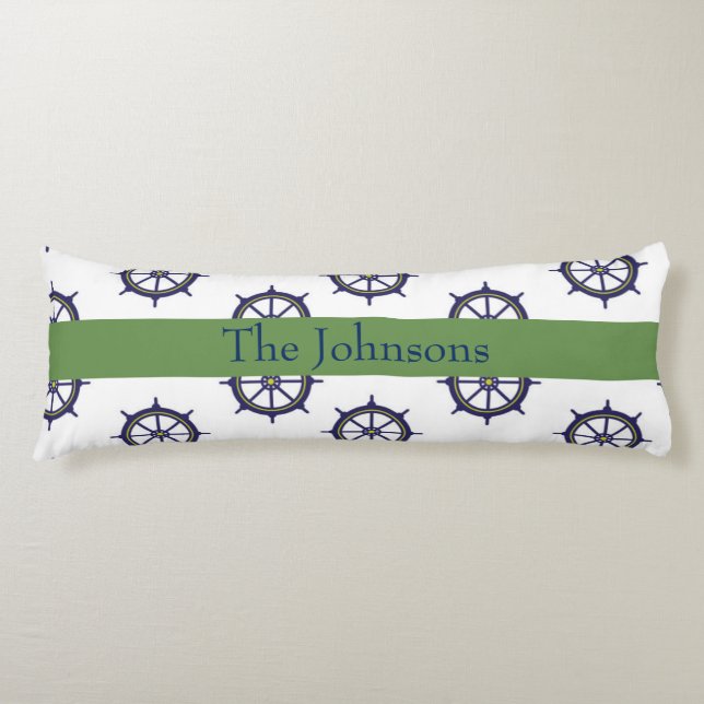 Frakt Wheel Nautical Grönt och Blue Kroppskudde (Framsidan)