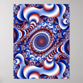Fraktal Bandvirvel Abstrakt Patriotisk Design Poster