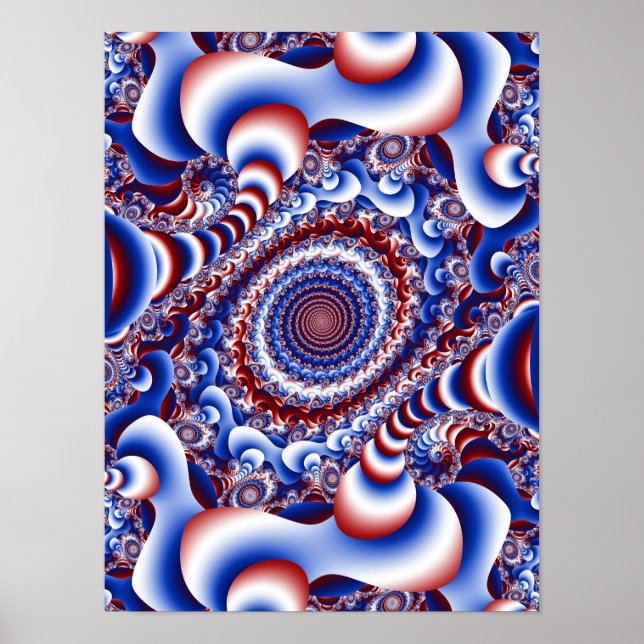 Fraktal Bandvirvel Abstrakt Patriotisk Design Poster (Framsidan)