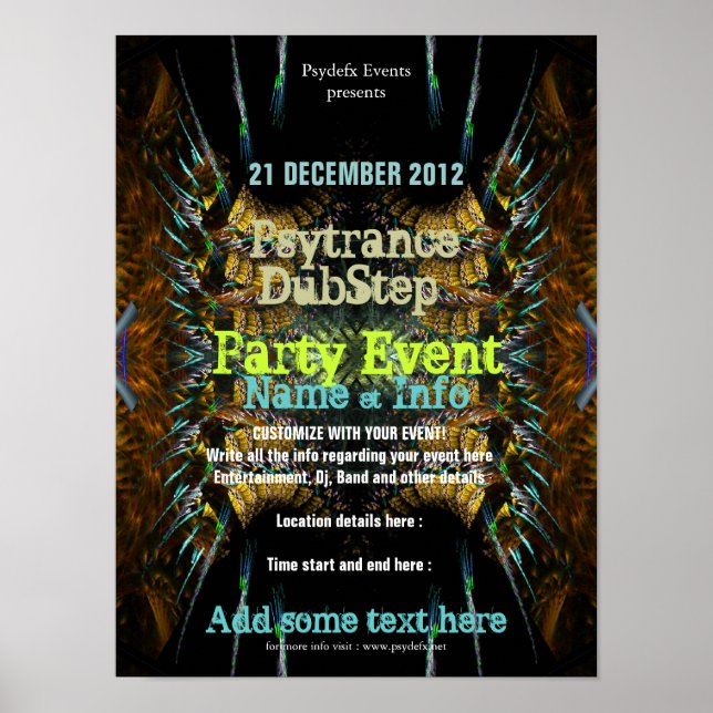 Fraktal Blast Fest Flyer Affisch (Framsidan)