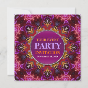 Fraktal broderi mandala festinbjudan inbjudningar